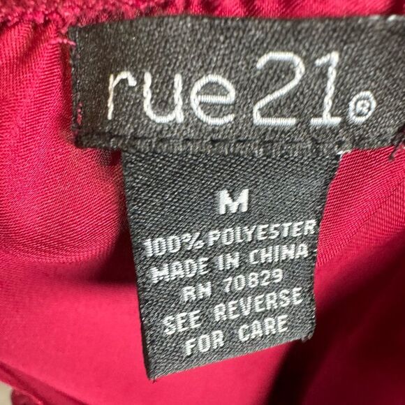 One shoulder satin ruffle fuchsia smocked blouse top size medium - Picture 4 of 4